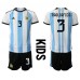 Argentina Nicolas Tagliafico #3 Hjemmedraktsett Barn VM 2022 Korte ermer (+ Korte bukser)